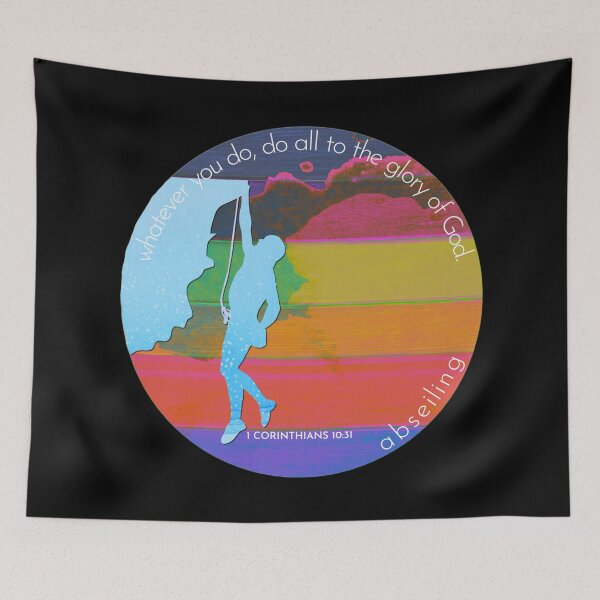 Item preview, Abseiling Bible Verse Silhouette Retro Vintage Watercolour Backdrop designed and sold by TheKingdomAttic.