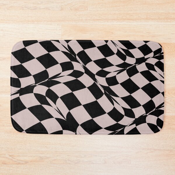 Artikelvorschau, Black and Pink Abstract Retro Distorted Checkerboard Pattern Pairs 2022 Popular Colour Rose Canopy entworfen und verkauft von ColorOfTheYears.