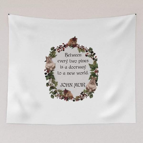Item preview, John Muir Nature Quote Baby Bunny Watercolor Blackberry Wreath designed and sold by Monica Laipple.