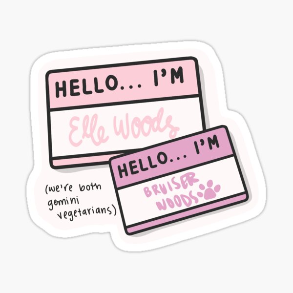 Item preview, Elle & Bruiser Woods Name Tag Sticker designed and sold by Girl in Mind.