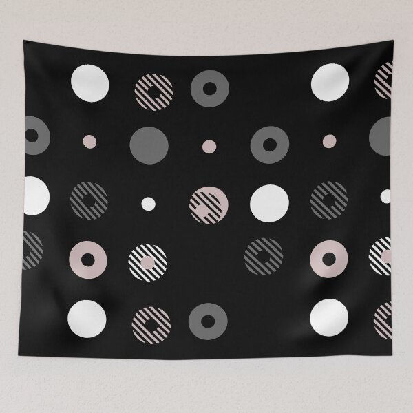 Artikelvorschau, Pink Gray Black White Stripe Circle Polka Dot Pattern Pairs Dulux 2022 Popular Colour Rose Canopy entworfen und verkauft von ColorOfTheYears.