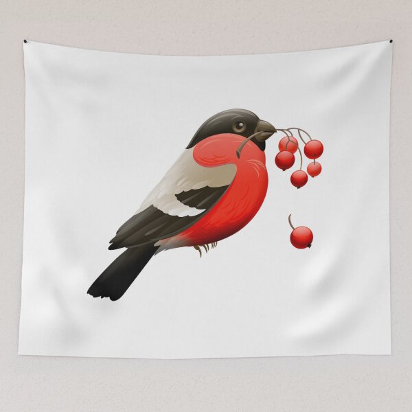 Item preview, Red Robin Bird with Berries. Vibrant Red Bird and Berries designed and sold by silviaol.