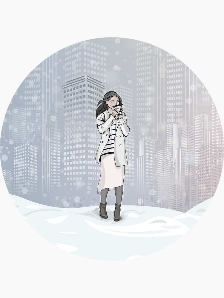 Artwork view, Winter Morning in a Big City designed and sold by Miruna Illustration