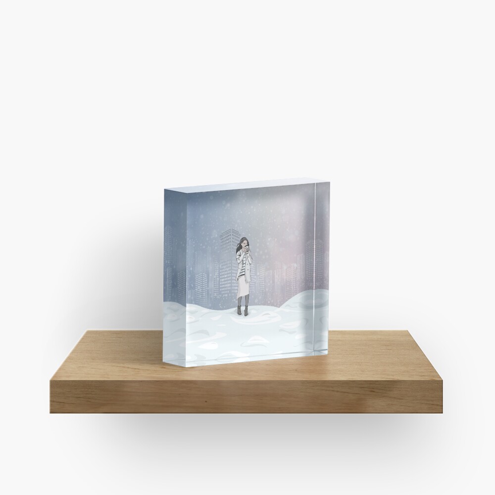 Winter Morning in a Big City Acrylic Block