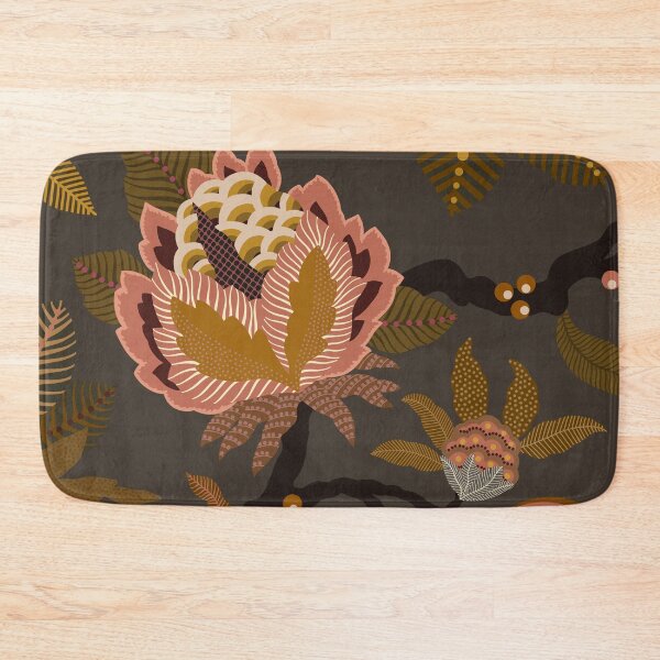 Item preview, Salmon Floral - Brownish grey designed and sold by Sarah Thorpe Designs .