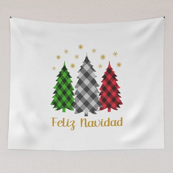 Item preview, Feliz Navidad Holiday Saying With Mexican Flag Colored Christmas Trees Pijamas Navideña Familiar  designed and sold by Bad Kitty Designz.