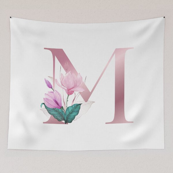 Item preview, Pink Letter M With Abstract Tropical Flowers and Leaves. Floral Letter M designed and sold by silviaol.