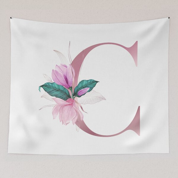 Item preview, Shades of Pink Letter C With Abstract Tropical Flowers and Leaves. Floral Letter C designed and sold by silviaol.