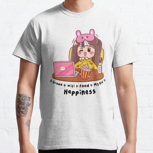 Happiness is Kdrama  Wifi Food My Bed Repeat - Funny Kdrama Classic T-Shirt