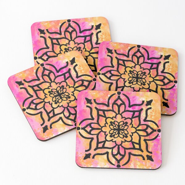Item preview, Colorful boho mandala - messy mandala on watercolor background designed and sold by thephoenixsoul.