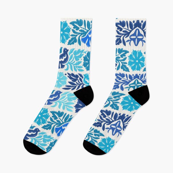 Item preview, Blue Birds and Flowers / Mexican Embroidery Style designed and sold by Akbaly.