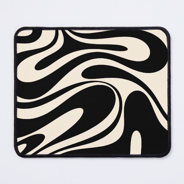 Item preview, Retro Fantasy Swirl Abstract in Black and Almond Cream designed and sold by kierkegaard.