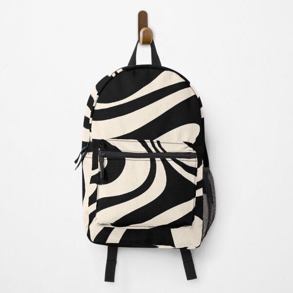 Item preview, Retro Fantasy Swirl Abstract in Black and Almond Cream designed and sold by kierkegaard.