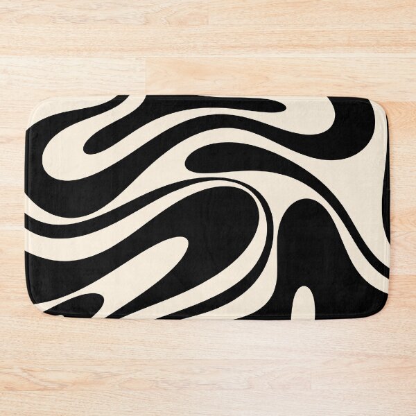 Item preview, Retro Fantasy Swirl Abstract in Black and Almond Cream designed and sold by kierkegaard.