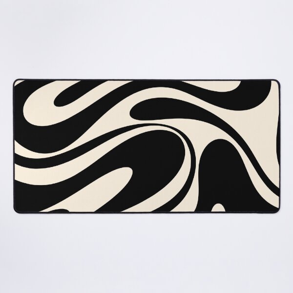 Aperçu de l'œuvre Retro Fantasy Swirl Abstract en noir et crème d'amande créée et vendue par kierkegaard.