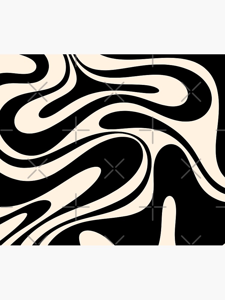 Retro Fantasy Swirl Abstract in Black and Almond Cream by kierkegaard