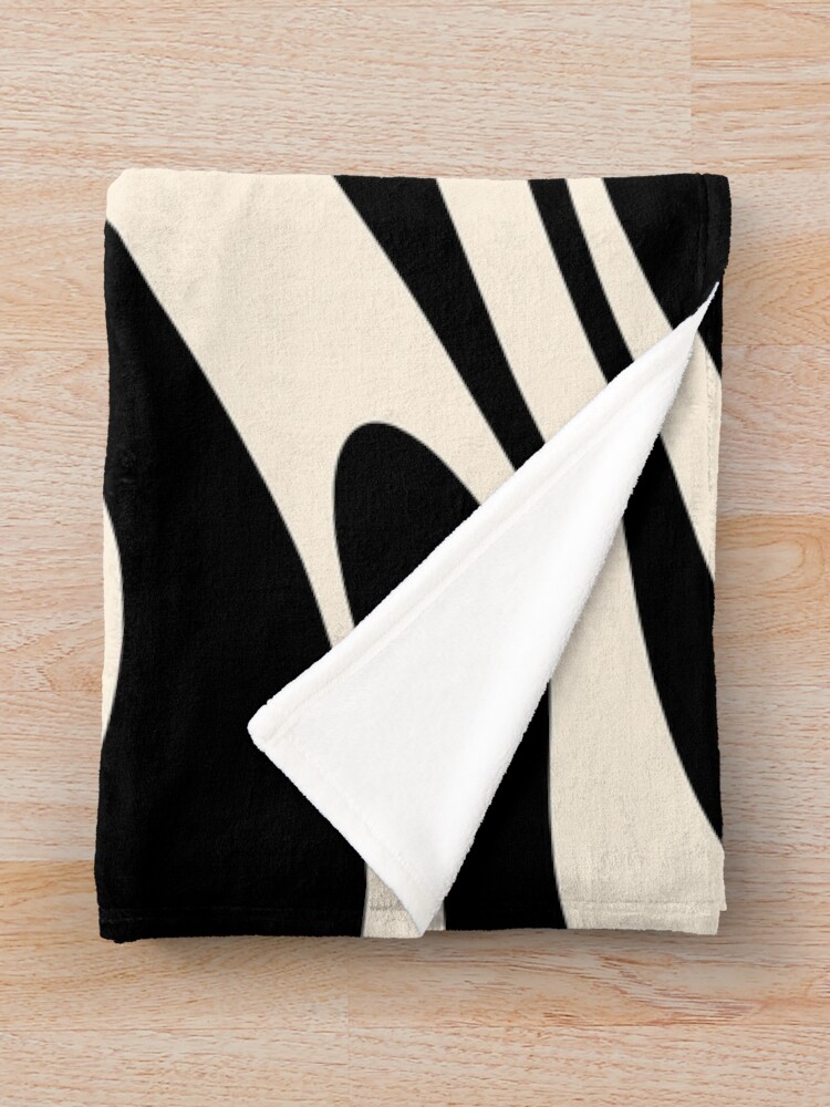 Alternate view of Retro Fantasy Swirl Abstract in Black and Almond Cream Throw Blanket