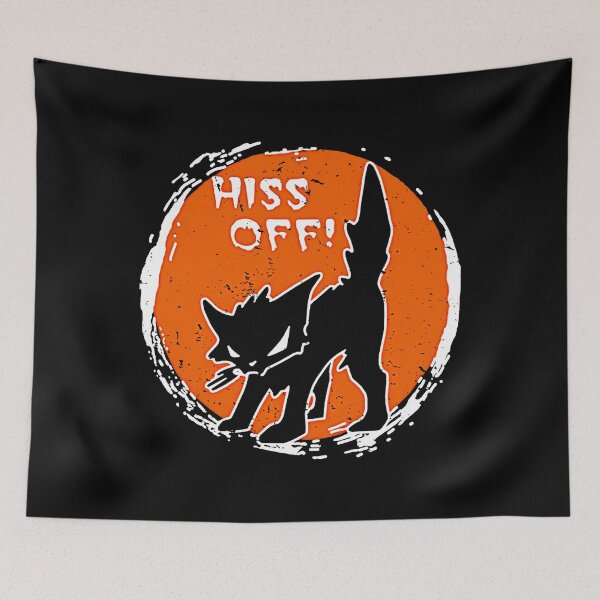 Item preview, Cat Hiss Off Halloween Moon, Funny Black Cat  designed and sold by Disdain264.