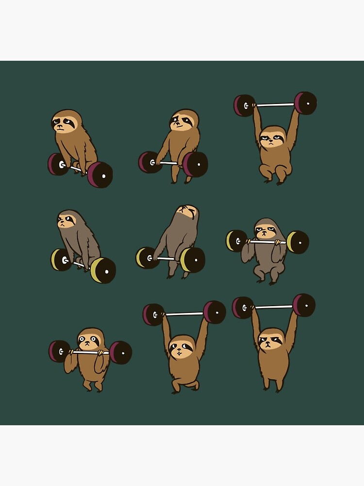 Thumbnail 2 of 2, Art Board Print, Funny sloth weightlifting designed and sold by SophroniaWork.
