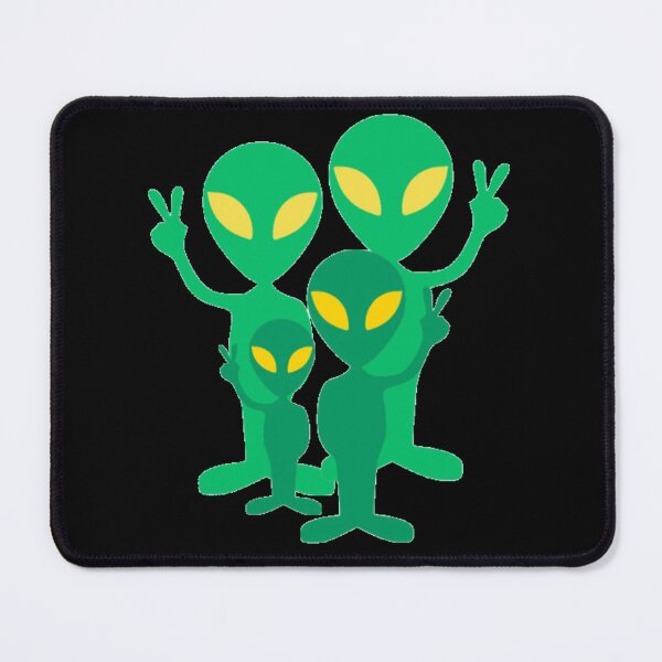 Item preview, PEACEFUL FAMILY OF GREEN MARTIANS WITH YELLOW EYES designed and sold by MrCreativeArts.