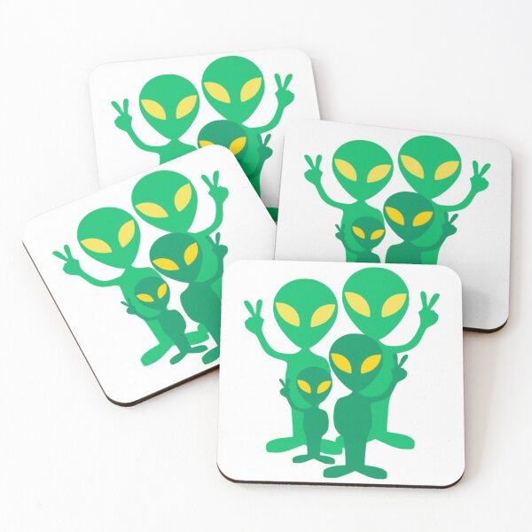 Item preview, PEACEFUL FAMILY OF GREEN MARTIANS WITH YELLOW EYES designed and sold by MrCreativeArts.