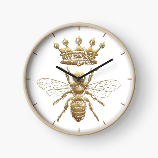 Queen Bee | Vintage Honey Bees | Gold and White | Clock
