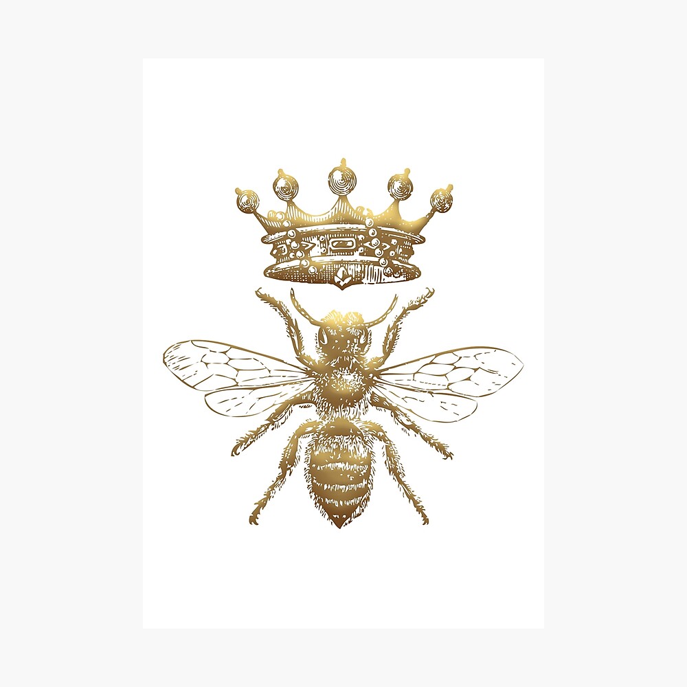 Queen Bee Pattern No. 2, Vintage Bees with Crown