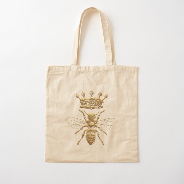 Queen Bee | Vintage Honey Bees | Gold and White |  Cotton Tote Bag