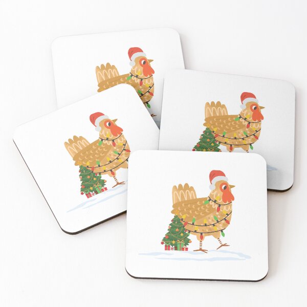 Item preview, Silly Christmas Chicken with Santa Hat and Tree designed and sold by EstelleStar.