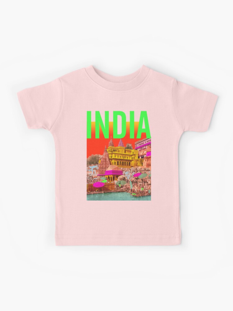Benares Palace of Maharaja of Indore, India city skyline view Kids T-Shirt  by Mauswohn