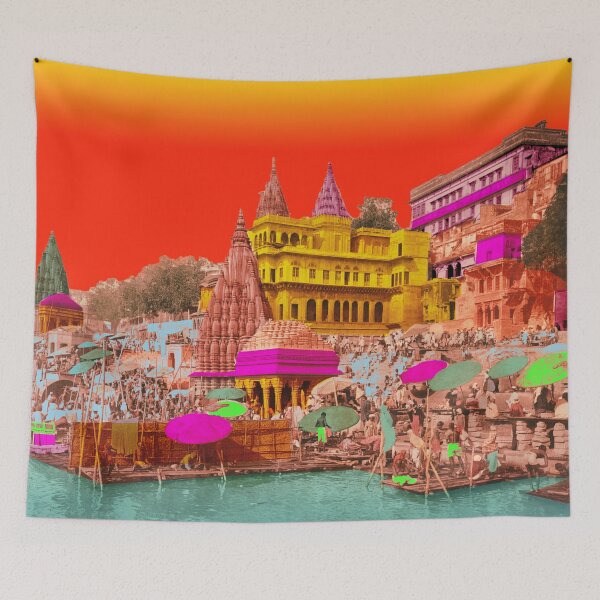 Item preview, Benares Palace of the Maharaja of Indore, vintage India skyline designed and sold by Mauswohn.