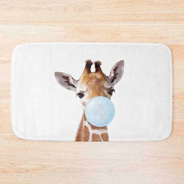Item preview, Baby Giraffe Blowing Blue Bubble Gum, Baby Boy, Kids, Nursery, Baby Animals Art Print by Synplus designed and sold by synplus.
