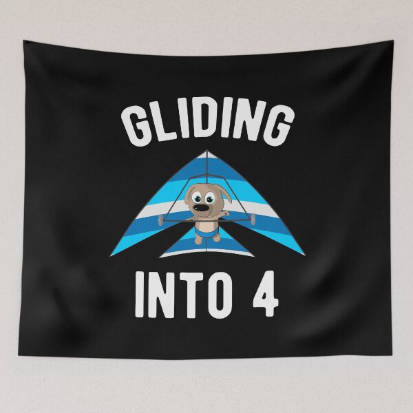 Item preview, Gliding Into 4 - Hang Glider with Puppy 4th Birthday designed and sold by onicon.