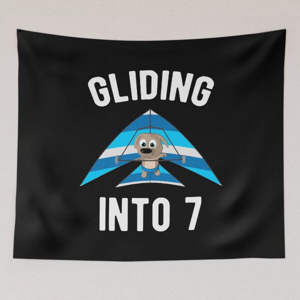 Item preview, Gliding Into 7 - Hang Glider with Puppy 7th Birthday designed and sold by onicon.