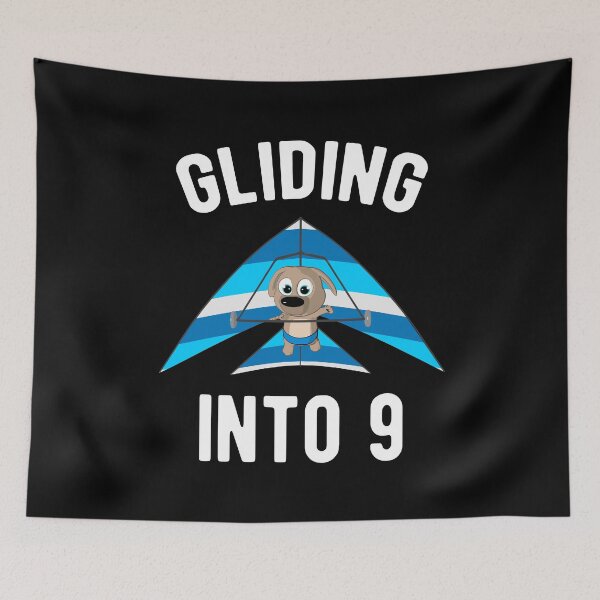 Item preview, Gliding Into 9 - Hang Glider with Puppy 9th Birthday designed and sold by onicon.