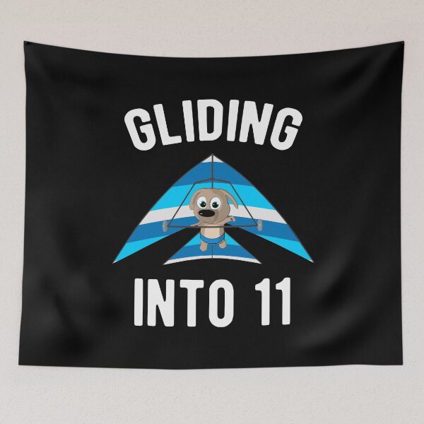 Item preview, Gliding Into 11 - Hang Glider with Puppy 11th Birthday designed and sold by onicon.