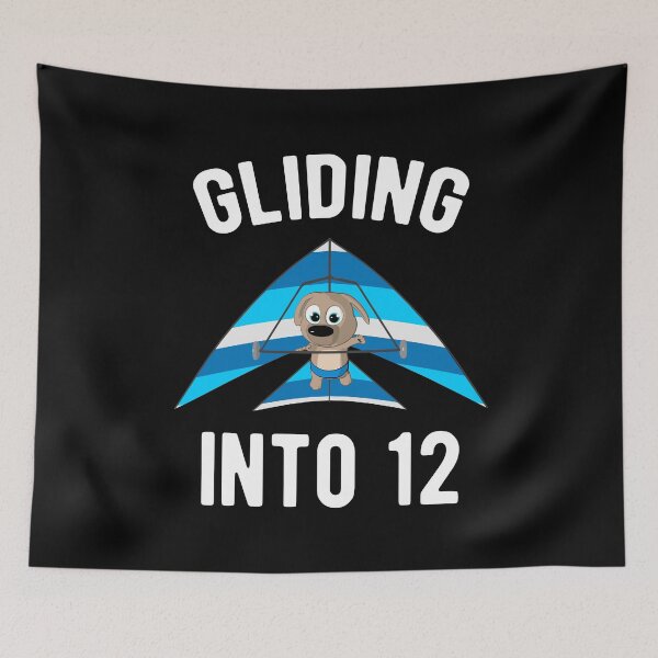Item preview, Gliding Into 12 - Hang Glider with Puppy 12th Birthday designed and sold by onicon.