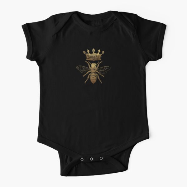 Queen Bee | Vintage Honey Bees | Gold and Black | Short Sleeve Baby One-Piece
