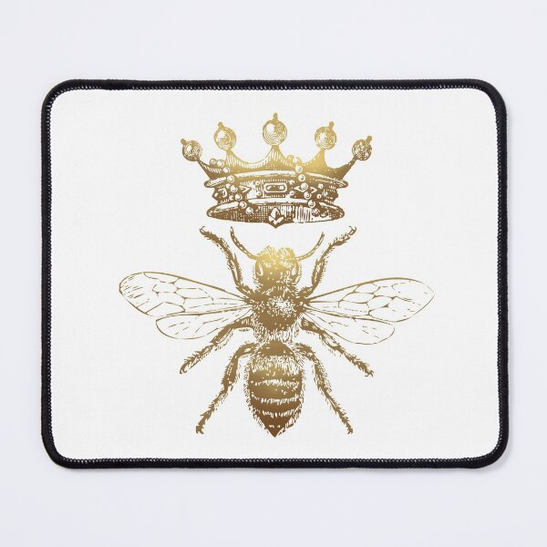 Queen Bee | Vintage Honey Bees | Gold and White | Mouse Pad
