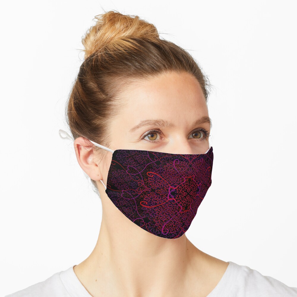 Lover Hearts Layered Paisley Pattern Mask