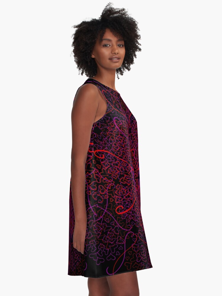 Thumbnail 2 of 4, A-Line Dress, Lover Hearts Layered Paisley Pattern designed and sold by that5280lady.
