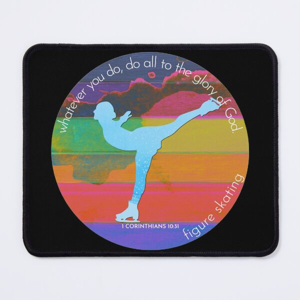 Item preview, Figure Skating Bible Verse Silhouette Retro Vintage Watercolour Backdrop designed and sold by TheKingdomAttic.