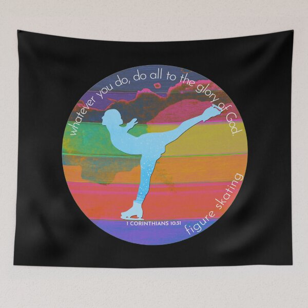 Item preview, Figure Skating Bible Verse Silhouette Retro Vintage Watercolour Backdrop designed and sold by TheKingdomAttic.