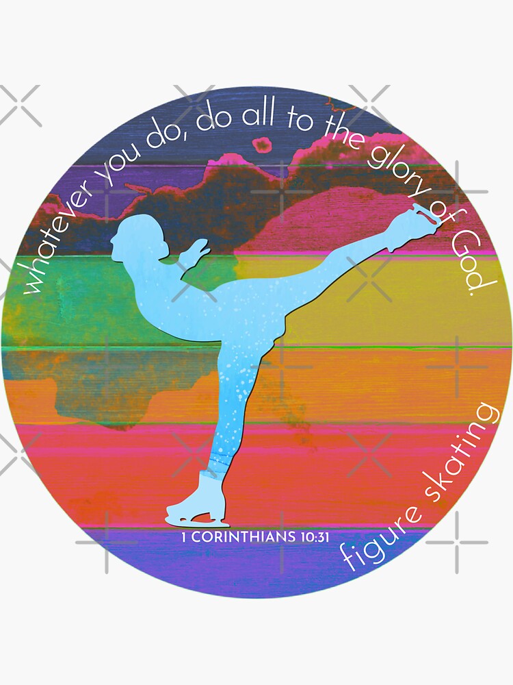 "Figure Skating Bible Verse Silhouette Retro Vintage Watercolour
