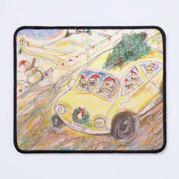 Item preview, Pug Christmas tree car ride designed and sold by artbyangie.