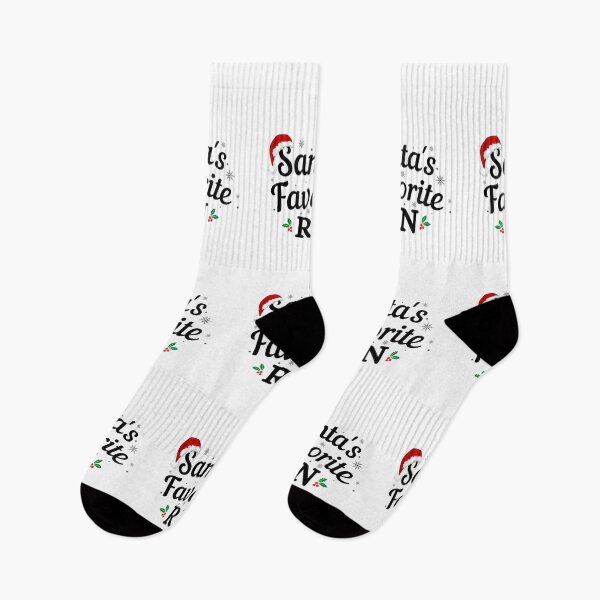 Item preview, Santas Favorite RN (black text) - Nurse Christmas - Merry Christmas with Santa Hat designed and sold by CaitU.