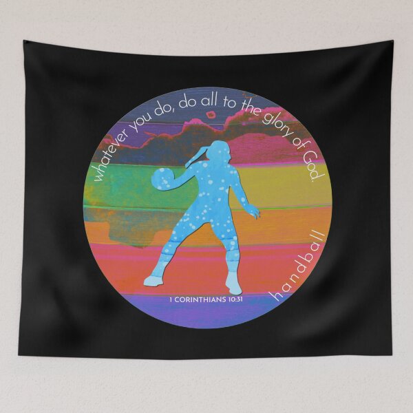 Item preview, Handball Bible Verse Silhouette Retro Vintage Watercolour Backdrop designed and sold by TheKingdomAttic.