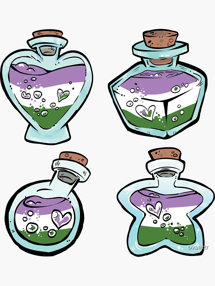 Potions Of Pride Genderqueer Sticker For Sale By Ovaettr Redbubble