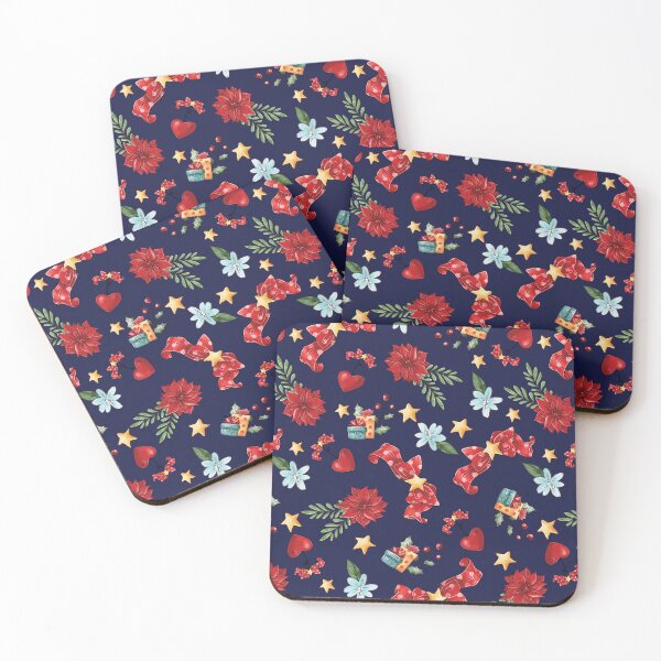 Item preview, Christmas pattern with red flowers and bells designed and sold by FunnyChameleon.
