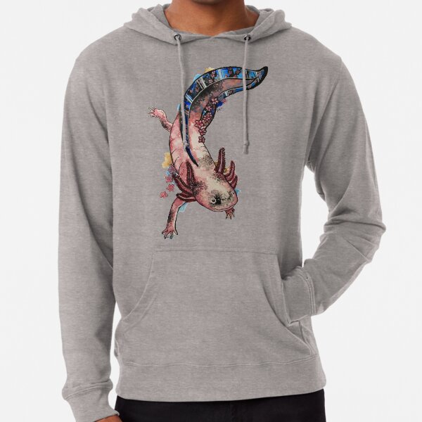 Cherry Blossom Axolotl Watercolour Splash Lightweight Hoodie